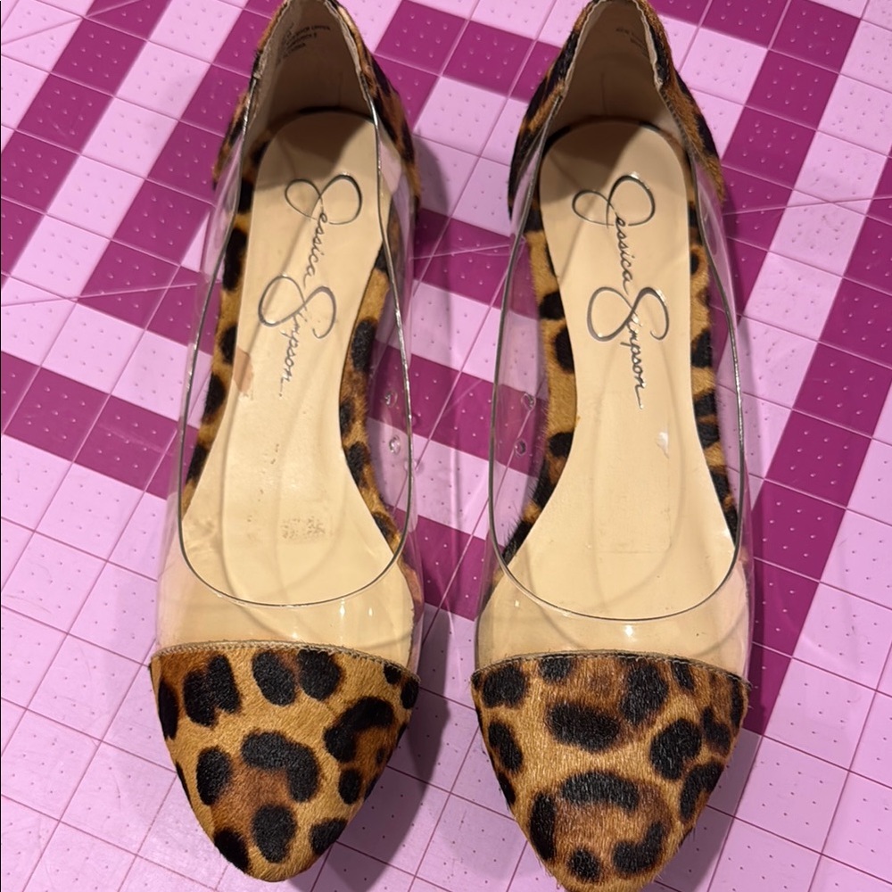 Jessica Simpson Leopard Print Flats with Clear Sides